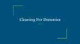 Cleaning For Dummies PowerPoint PPT Presentation