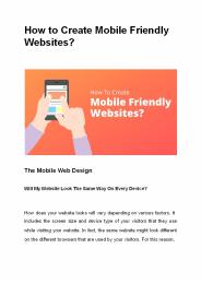 How to Create Mobile Friendly Websites?