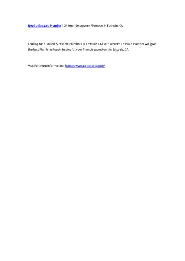 Need a Eastvale Plumber | 24 Hour Emergency Plumbers in Eastvale, CA