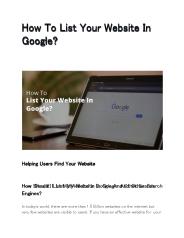 How To List Your Website In Google?