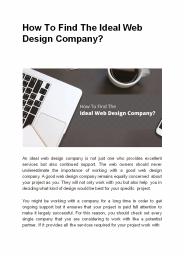 How To Find The Ideal Web Design Company?