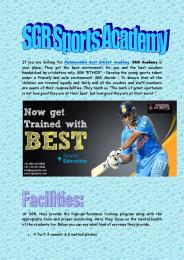 SGR Sports Academy In India