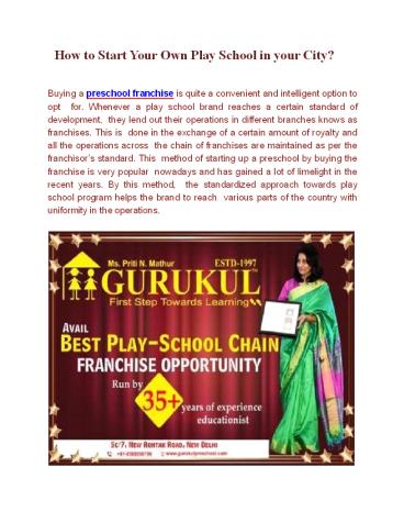 Best Play School Franchise in India