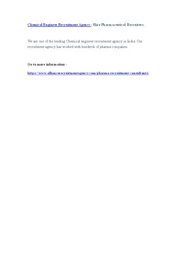 Chemical Engineer Recruitment Agency - Hire Pharmaceutical Recruiters