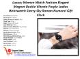 Luxury Women Watch Fashion Elegant Magnet Buckle Vibrato Purple Ladies Wristwatch Starry Sky Roman Numeral Gift Clock PowerPoint PPT Presentation