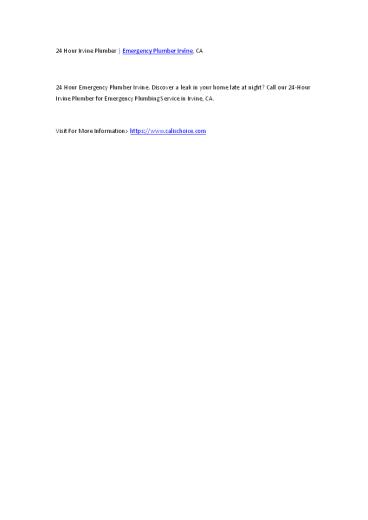 24 Hour Irvine Plumber | Emergency Plumber Irvine, CA