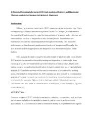 DSC Testing And Analysis Laboratory | FAN SERVICES