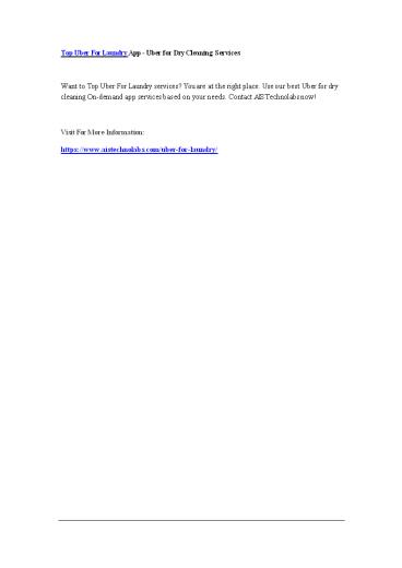 Top Uber For Laundry App - Uber for Dry Cleaning Services