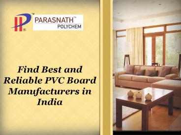 Find Best and Reliable PVC Board Manufacturers in India