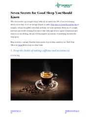 Seven Secrets for Good Sleep You Should Know