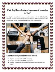 What Help Makes Business Improvement Templates to You?
