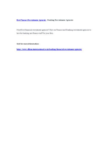 Best Finance Recruitment Agencies - Banking Recruitment Agencies