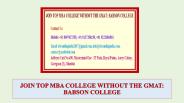 JOIN TOP MBA COLLEGE WITHOUT THE GMAT: BABSON COLLEGE