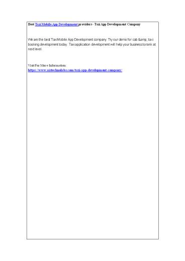 Best Taxi Mobile App Development providers - Taxi App Development Company