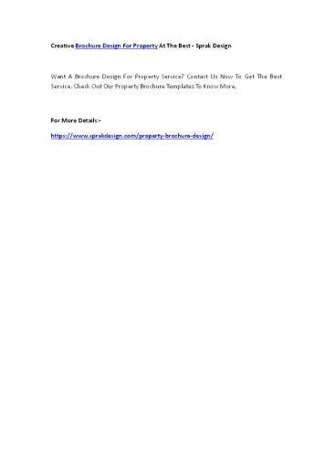 Creative Brochure Design For Property At The Best - Sprak Design