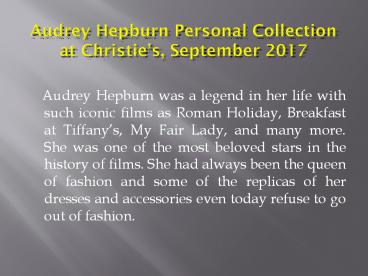Audrey Hepburn collection