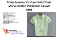 Mens Summer Fashion Solid Short Sleeve Button Washable Casual Shirt PowerPoint PPT Presentation