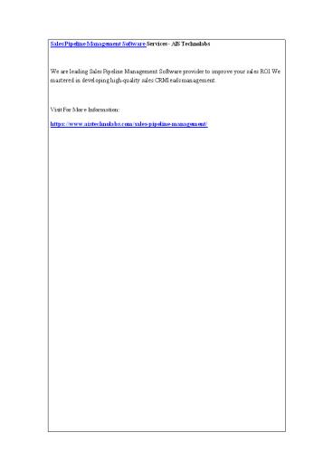 Sales Pipeline Management Software Services - AIS Technolabs