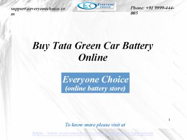 Buy Tata Green Car Battery Online