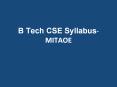 B Tech CSE Syllabus at MITAOE PowerPoint PPT Presentation