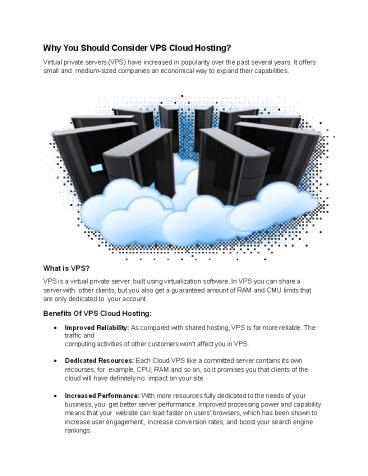 Why You Should Consider VPS Cloud Hosting?