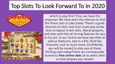 Top Slots To Look Forward To In 2020