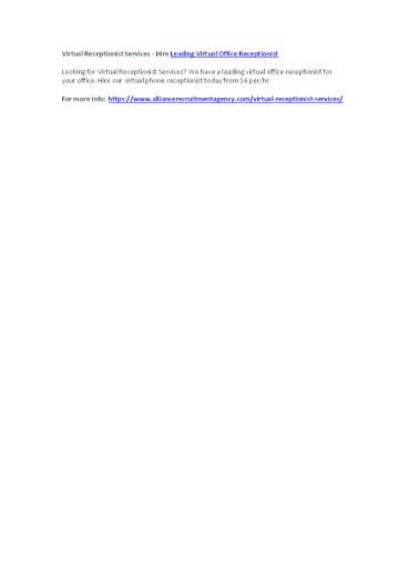 Virtual Receptionist Services - Hire Leading Virtual Office Receptionist