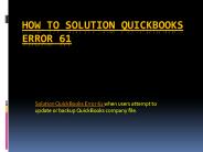 How to Fix QuickBooks Error Code61