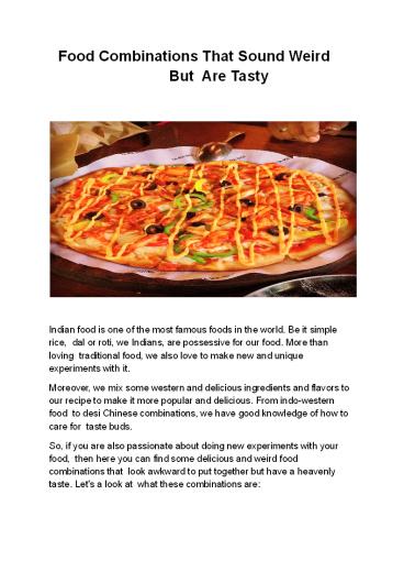 Food Combinations That Sound Weird But Tasty