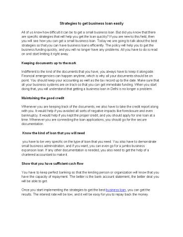 Strategies to get business loan easily