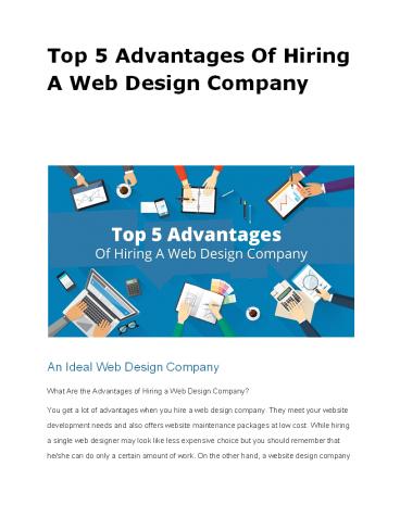 Top 5 Advantages Of Hiring A Web Design Company
