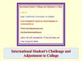 International Student's Challenge and Adjustment to College PowerPoint PPT Presentation