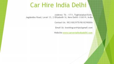Car Rental in Delhi | Car Hire in Delhi