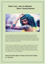 Tattoo Care - How To Maintain Tattoo During Summer