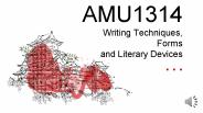 AMU1314 Writing Techniques, Forms and Literary Devices