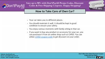 Discount on Automobile parts with CarID Coupon Code