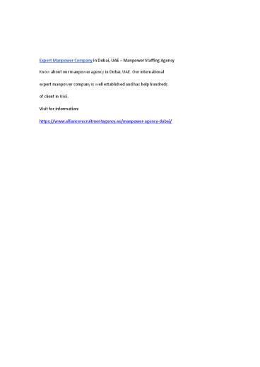 Expert Manpower Company in Dubai, UAE – Manpower Staffing Agency