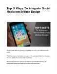 Top 5 Ways To Integrate Social Media Into Mobile Design PowerPoint PPT Presentation