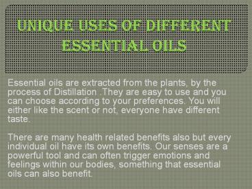 Unique Uses Of Essential Oils
