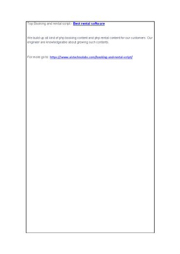 Top Booking and rental script - Best rental software