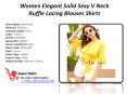 Women Elegant Solid Sexy V Neck Ruffle Lacing Blouses Shirts (1) PowerPoint PPT Presentation