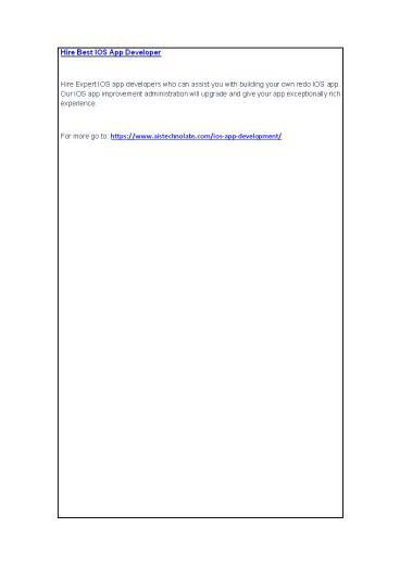 Hire Best IOS App Developer