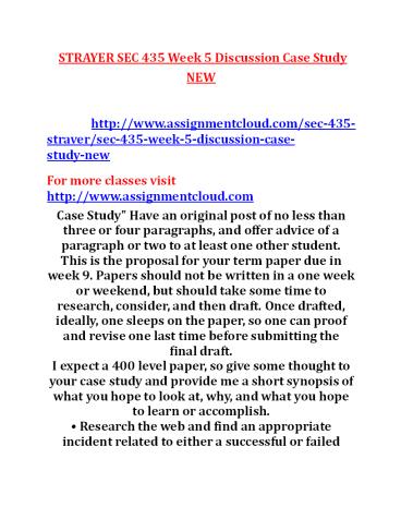 SEC 435 Week 5 Discussion Case Study NEW