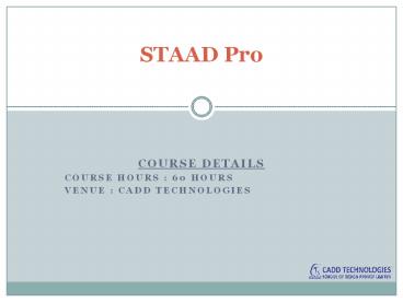 Stadd Pro | Civil Training | CADD Technologies