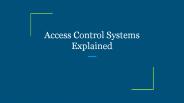 Access Control Systems Explained