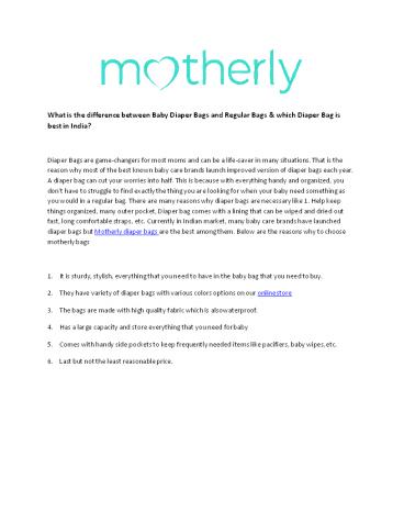 What is the difference between Baby Diaper Bags and Regular Bags & which Diaper Bag is best in India