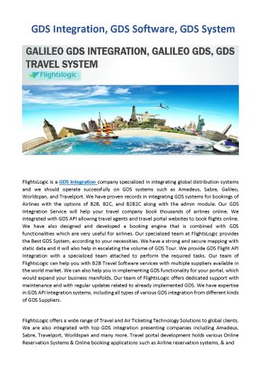 GDS Integration, GDS Software, GDS System