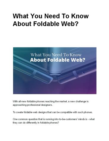 What You Need To Know About Foldable Web?