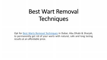 Best Wart Removal Techniques