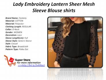 Lady Embroidery Lantern Sheer Mesh Sleeve Blouse shirts